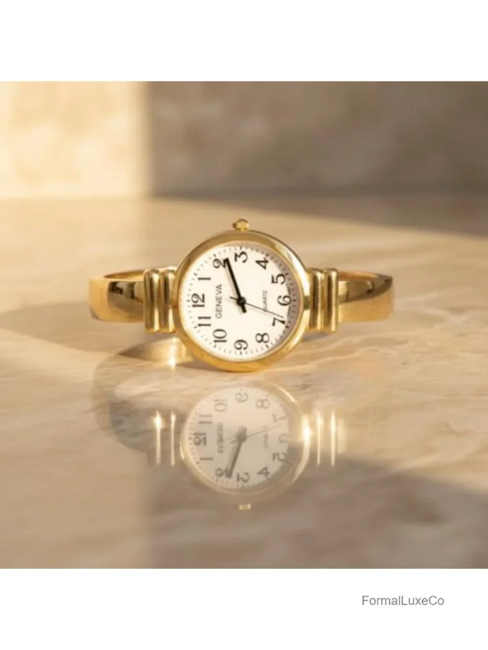 Mother of Pearl Dial Cuff Bangle Watch Japanese Quartz Metal Strap